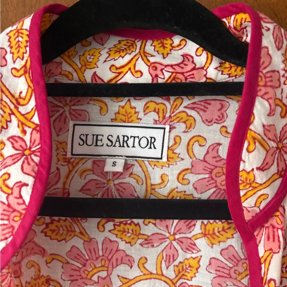 Sue Sartor Pink Hand block Floral Kimono - Small - Picture 2 of 3